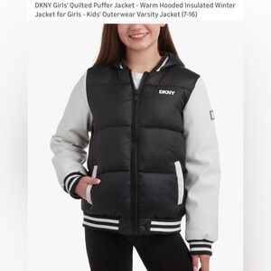 DKNY Girls Black and White Hooded Jacket